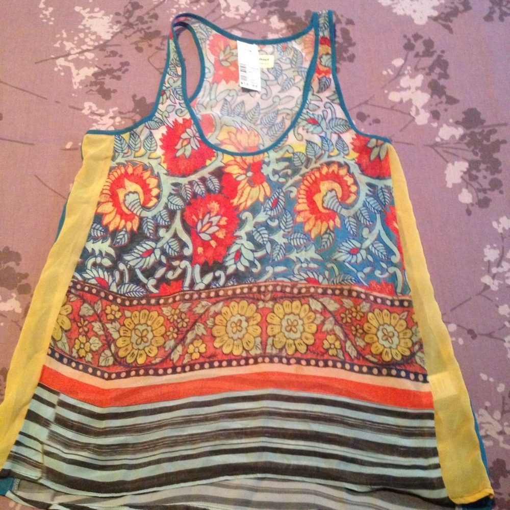 tank Dream Daily Long Floral Racerback Shirt Top S